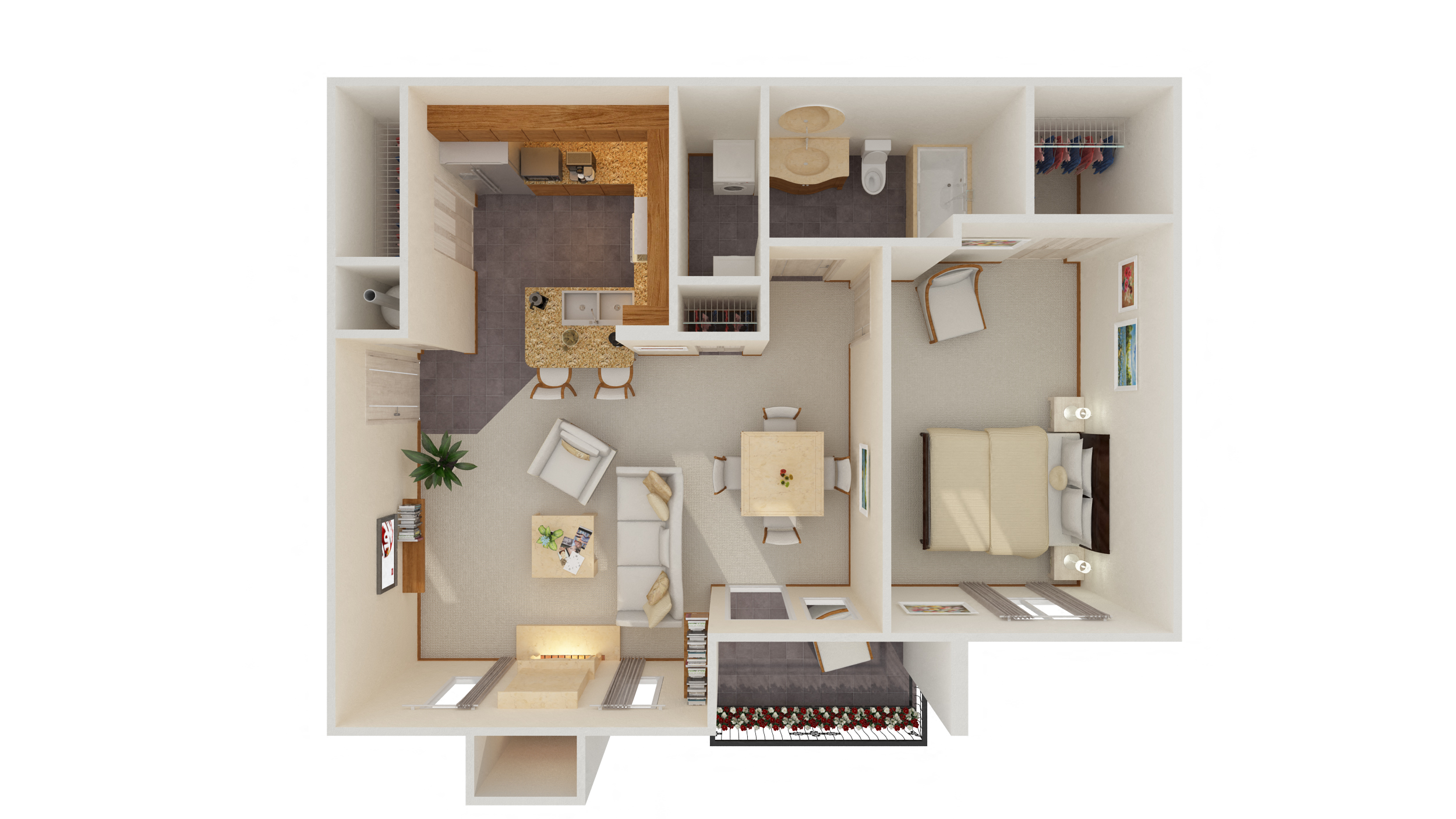 1 Bed 1 Bath w/ Fireplace